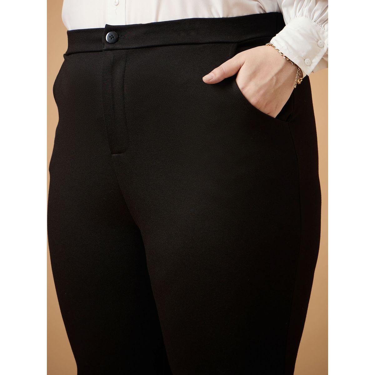 Sassafras X Styli  Plus Size Solid Mid Rise Slim Fit Pants-women-clothing-bottoms-trousers-image-4