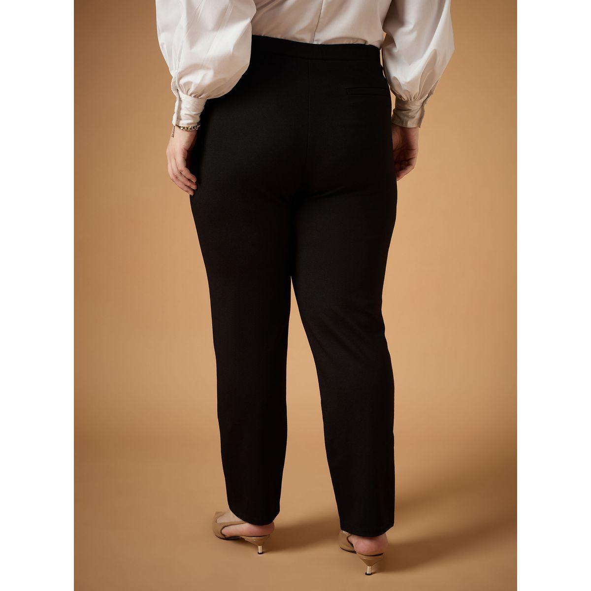 Sassafras X Styli  Plus Size Solid Mid Rise Slim Fit Pants-women-clothing-bottoms-trousers-image-5