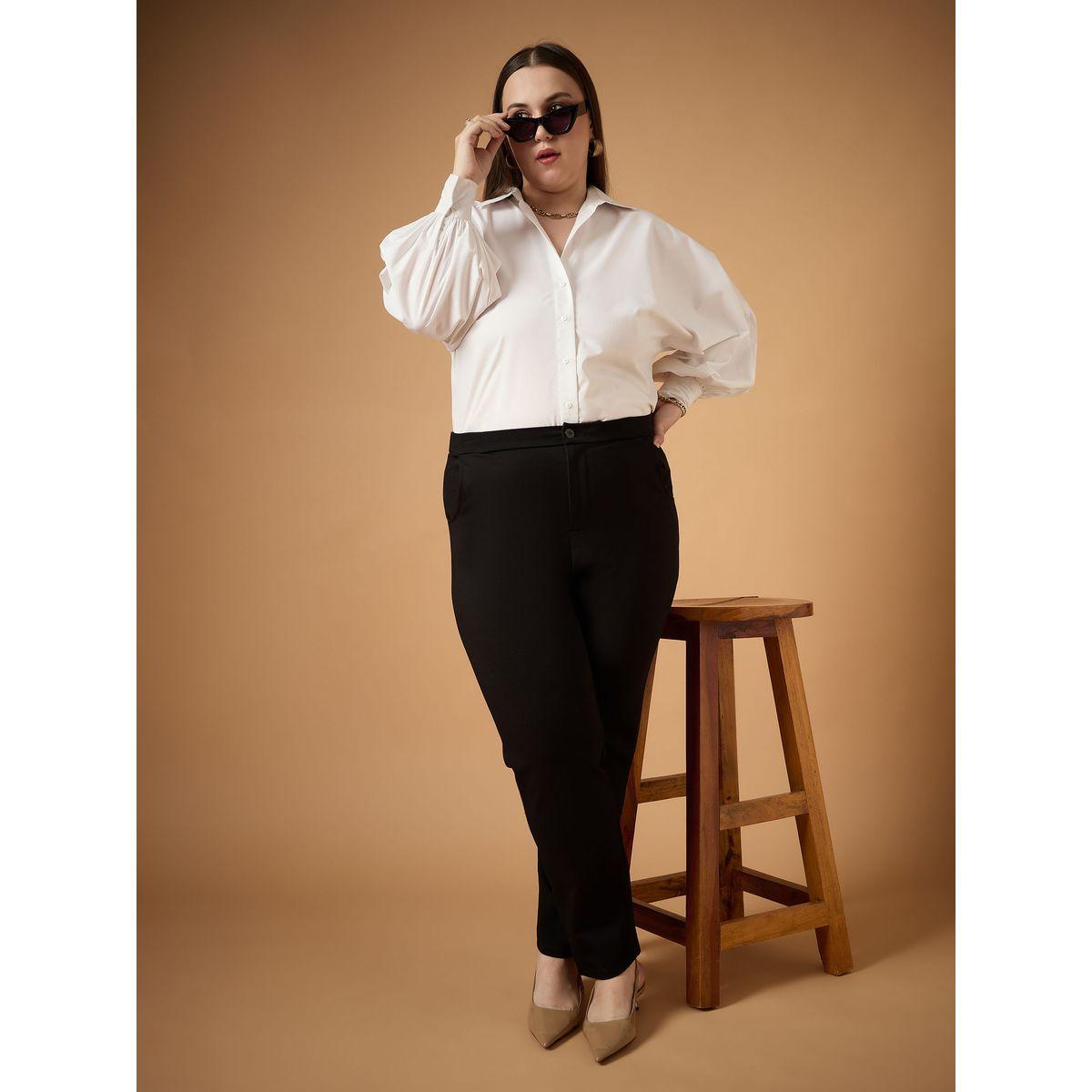 Sassafras X Styli  Plus Size Solid Mid Rise Slim Fit Pants-women-clothing-bottoms-trousers-image-6