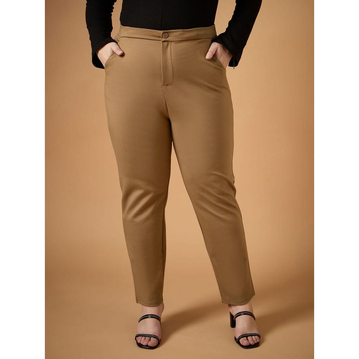 بنطال سادة بمقاس كبير وقصة سليم فت ساسافراس × ستايلي-women-clothing-bottoms-trousers-image-1