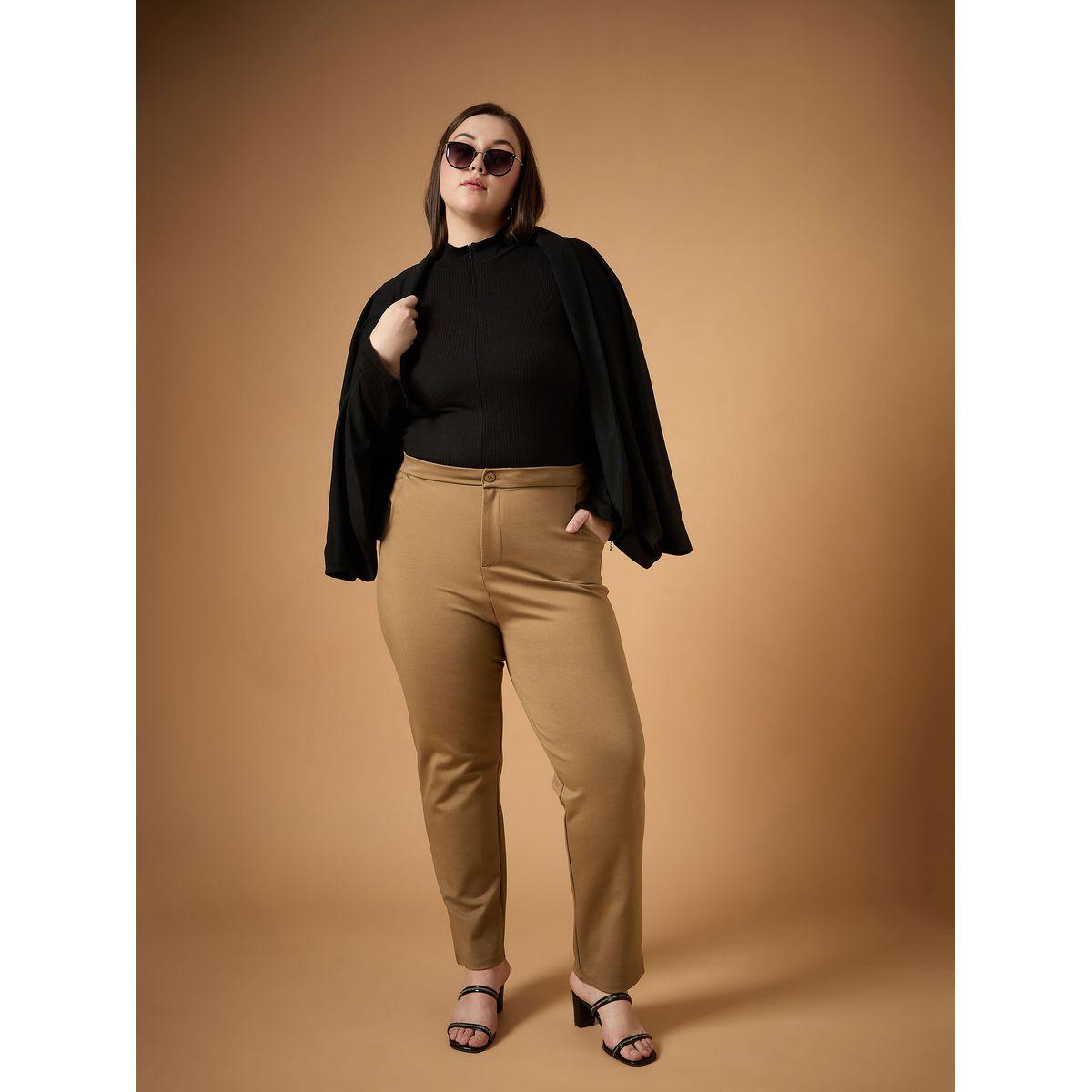 بنطال سادة بمقاس كبير وقصة سليم فت ساسافراس × ستايلي-women-clothing-bottoms-trousers-image-2