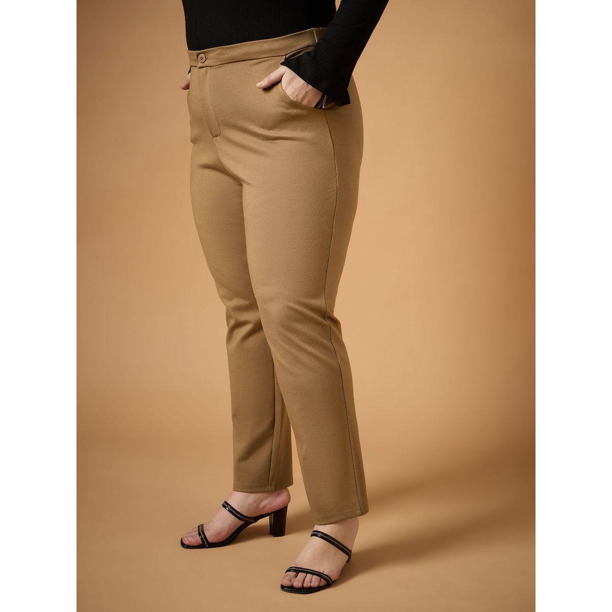 بنطال سادة بمقاس كبير وقصة سليم فت ساسافراس × ستايلي-women-clothing-bottoms-trousers-image-3