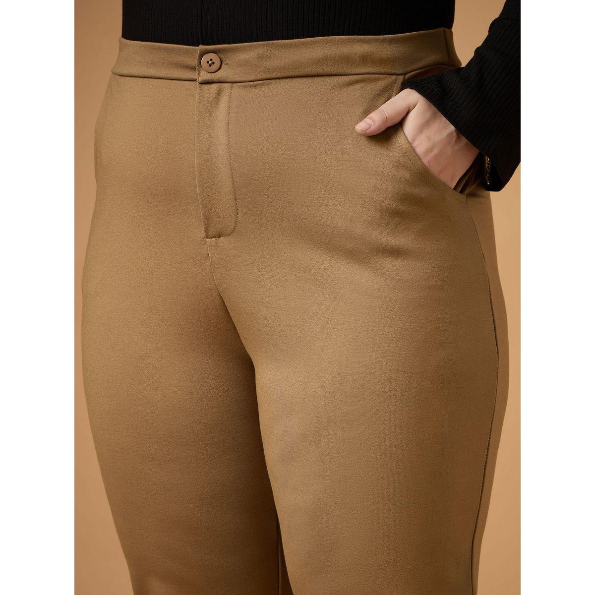 بنطال سادة بمقاس كبير وقصة سليم فت ساسافراس × ستايلي-women-clothing-bottoms-trousers-image-4