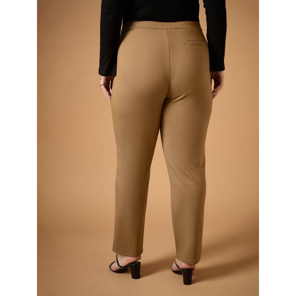 Sassafras X Styli  Plus Size Solid Mid Rise Slim Fit Pants-women-clothing-bottoms-trousers-image-5