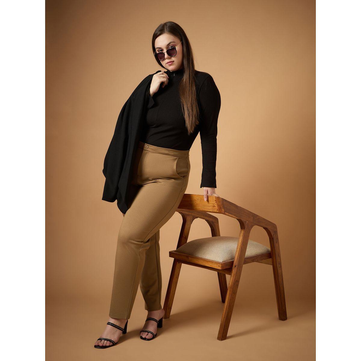 Sassafras X Styli  Plus Size Solid Mid Rise Slim Fit Pants-women-clothing-bottoms-trousers-image-6