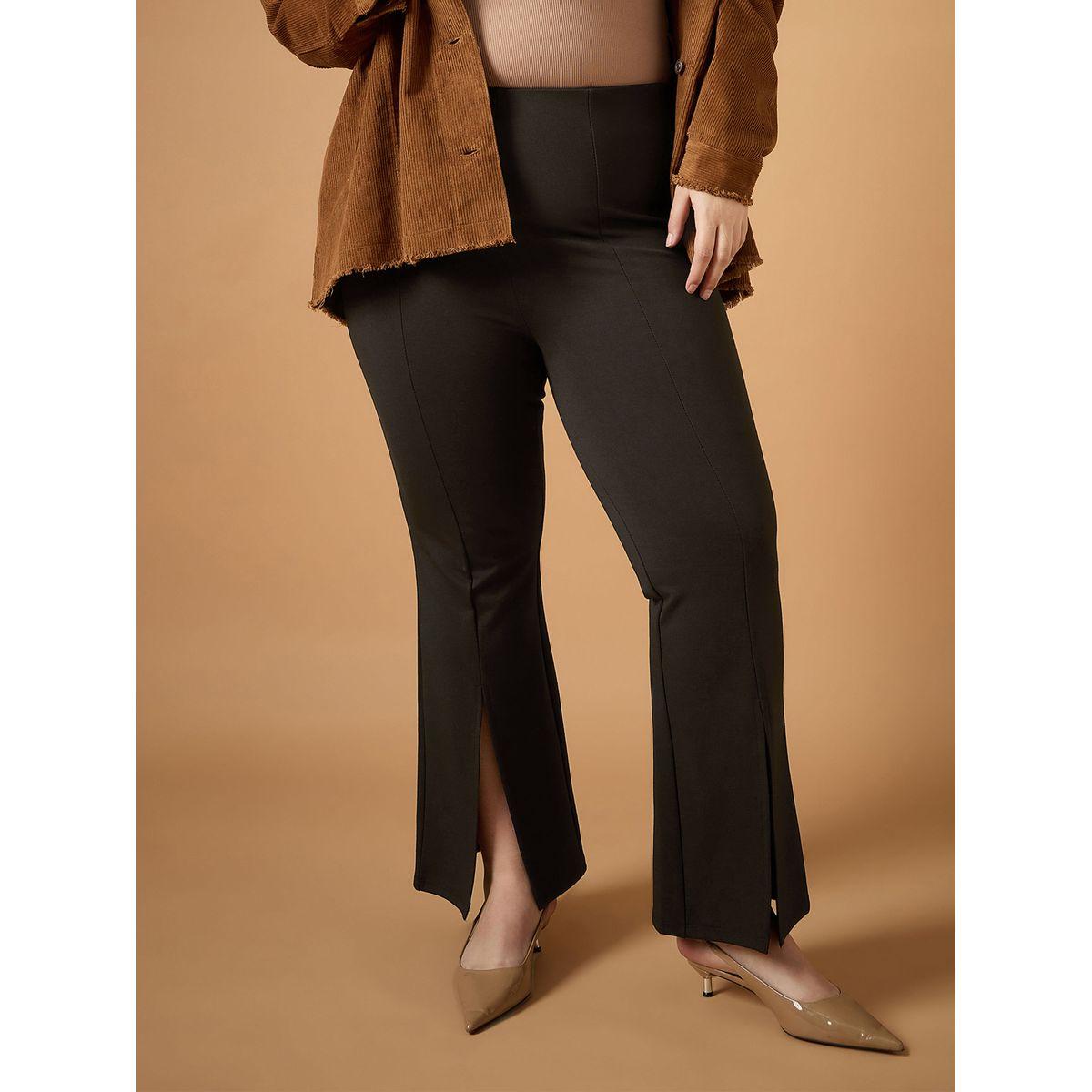 بنطال واسع بمقاس كبير وتفاصيل شق ساسافراس × ستايلي-women-clothing-bottoms-trousers-image-1
