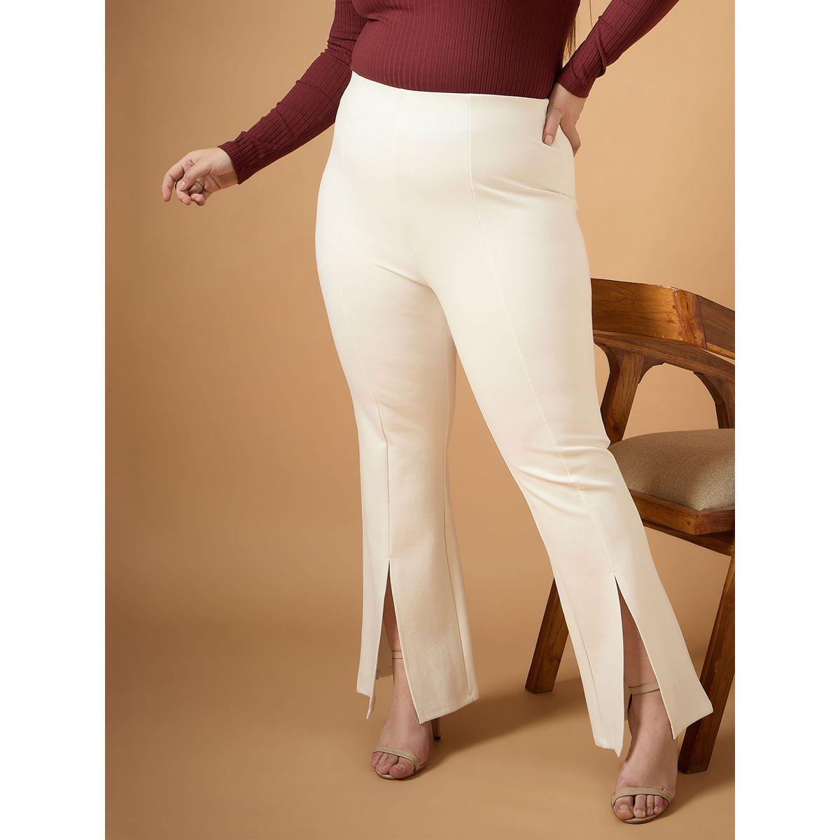 Sassafras X Styli  Plus Size Front Slit Detail Flared Pants-women-clothing-bottoms-trousers-image-1
