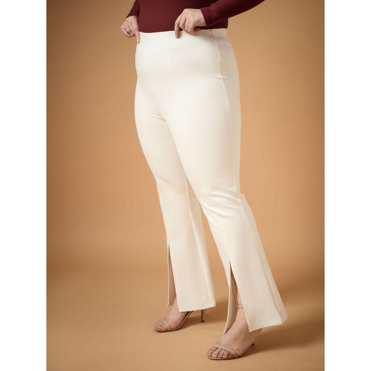 Sassafras X Styli  Plus Size Front Slit Detail Flared Pants-women-clothing-bottoms-trousers-image-3