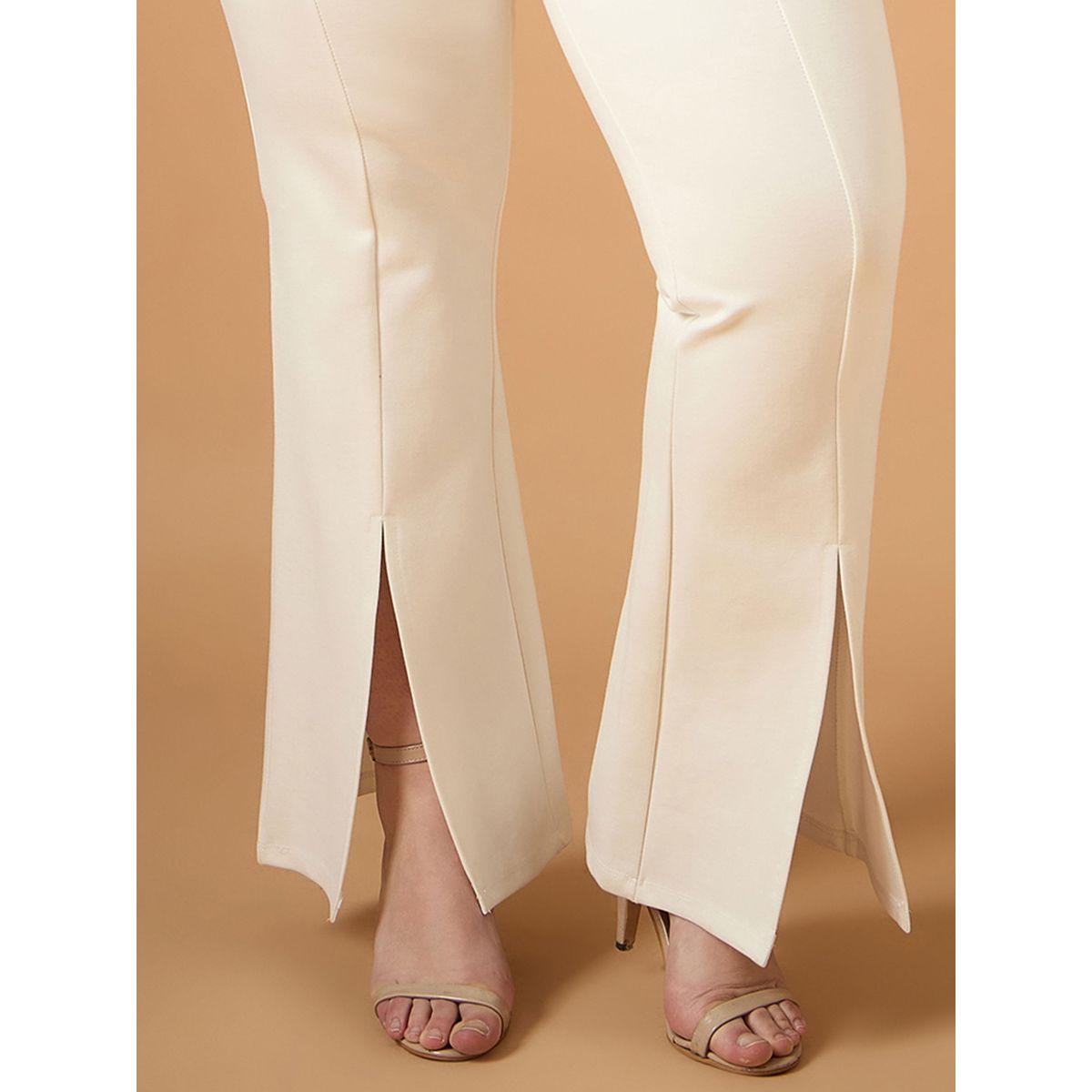 Sassafras X Styli  Plus Size Front Slit Detail Flared Pants-women-clothing-bottoms-trousers-image-7
