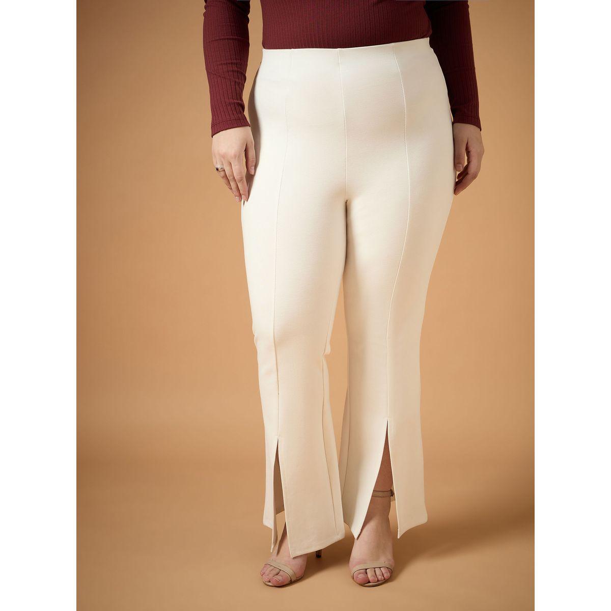 Sassafras X Styli  Plus Size Front Slit Detail Flared Pants-women-clothing-bottoms-trousers-image-8