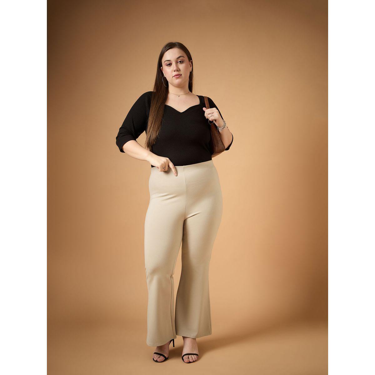 Sassafras X Styli  Plus Size Solid Flared Pants-women-clothing-bottoms-trousers-image-2