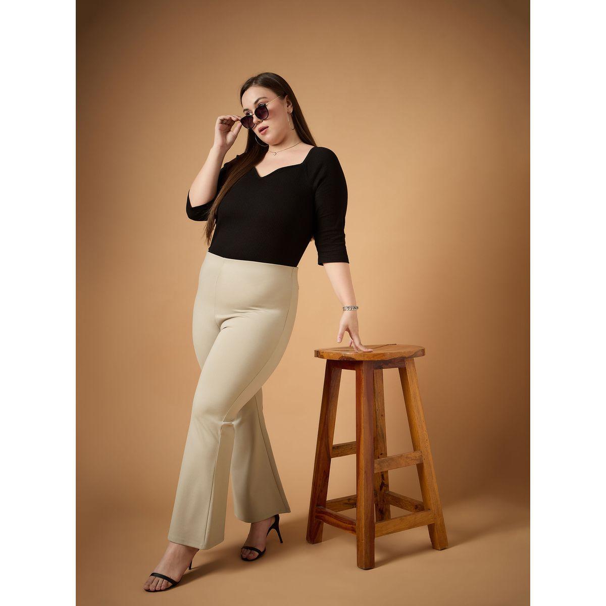 Sassafras X Styli  Plus Size Solid Flared Pants-women-clothing-bottoms-trousers-image-6