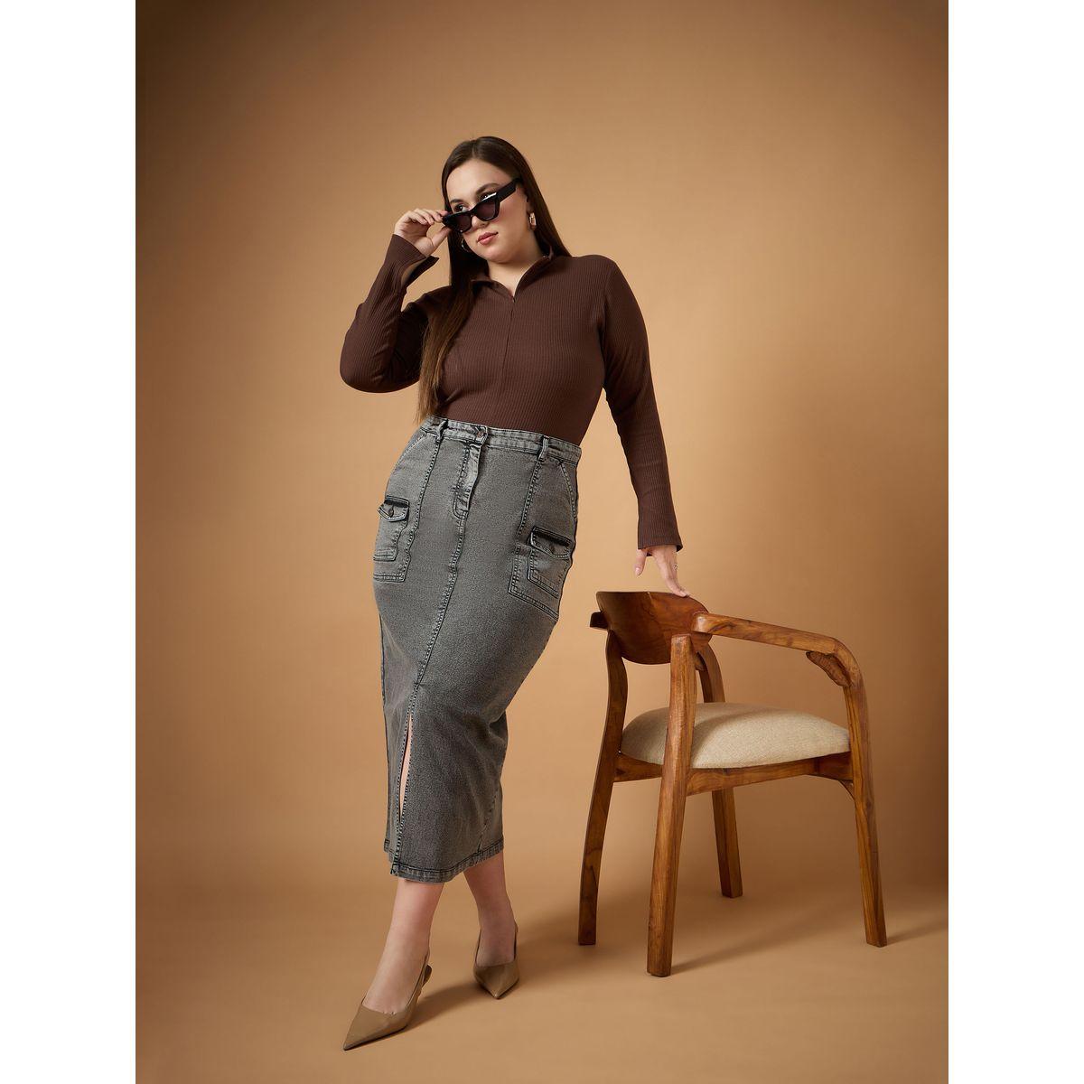 Sassafras X Styli  Plus Size Acid Wash Front Slit Midi Skirt-women-clothing-bottoms-skirts-image-2