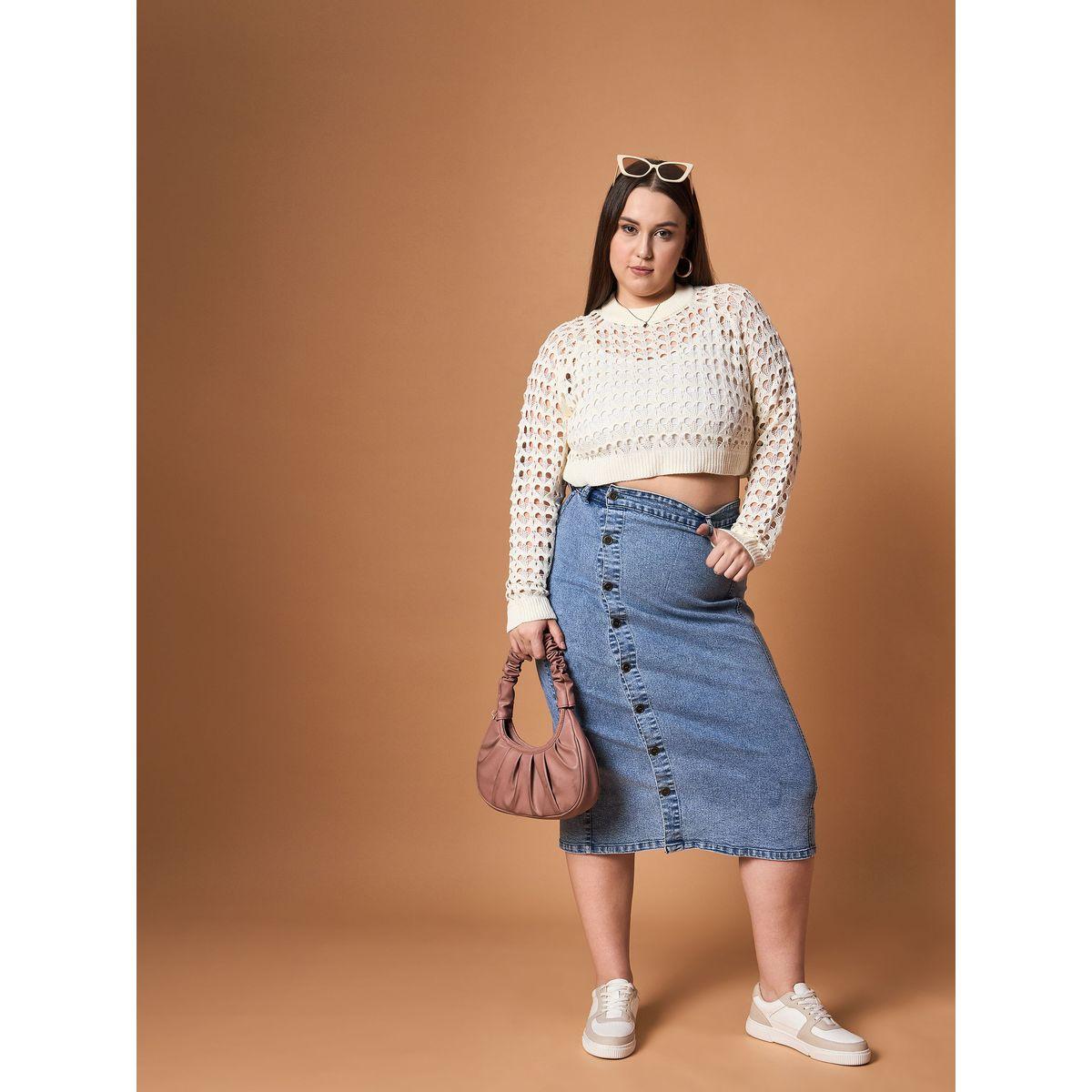 Sassafras X Styli  Plus Size Acid Wash Midi Skirt with Side Button Details-women-clothing-bottoms-skirts-image-2