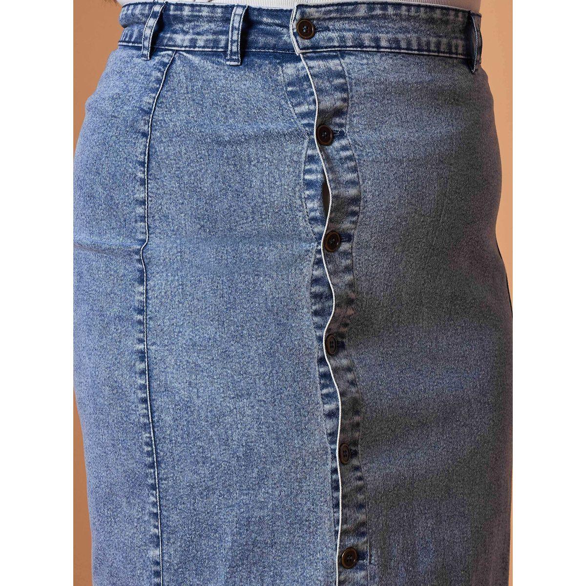 Sassafras X Styli  Plus Size Acid Wash Midi Skirt with Side Button Details-women-clothing-bottoms-skirts-image-4