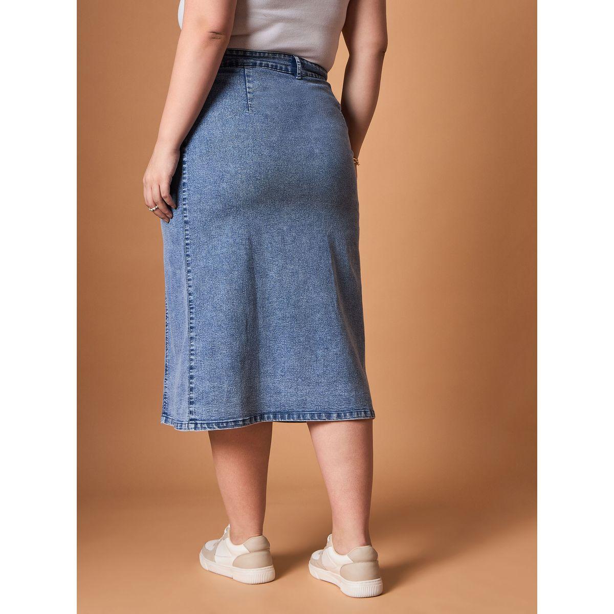 Sassafras X Styli  Plus Size Acid Wash Midi Skirt with Side Button Details-women-clothing-bottoms-skirts-image-5