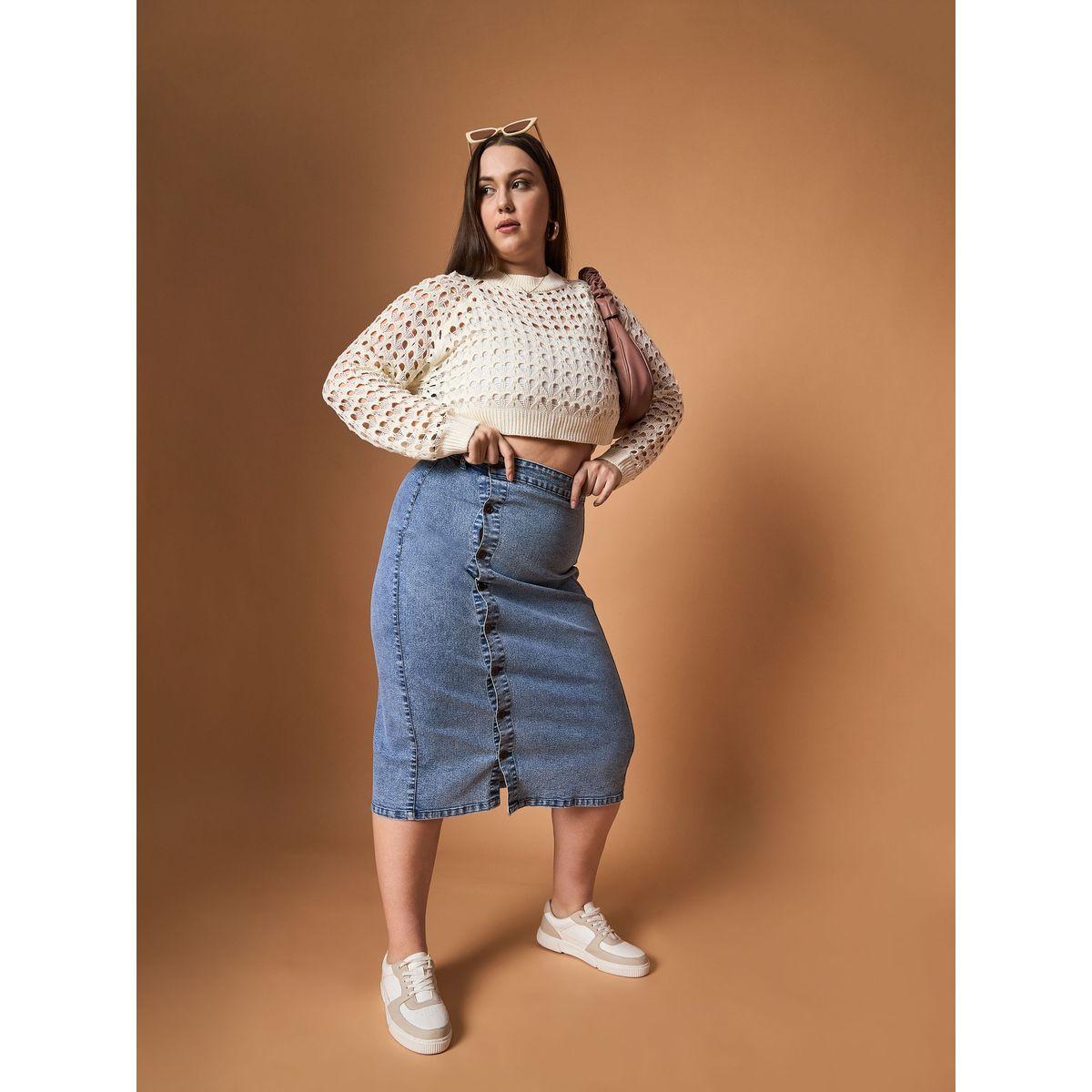 Sassafras X Styli  Plus Size Acid Wash Midi Skirt with Side Button Details-women-clothing-bottoms-skirts-image-6