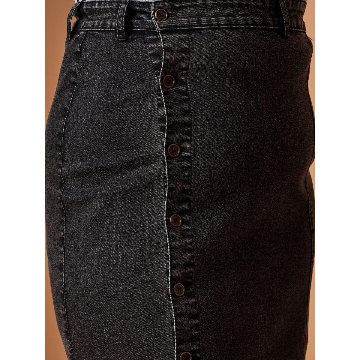 تنورة ميدي بمقاس كبير مع أزرار جانبية ساسافراس × ستايلي-women-clothing-bottoms-skirts-image-4