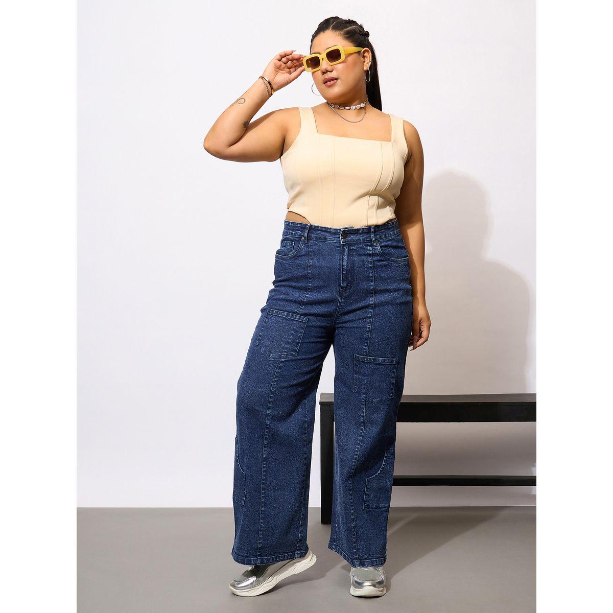 Sassafras X Styli  Plus Size Acid Wash Straight Fit Jeans with Pockets Details-women-clothing-bottoms-jeans-image-1