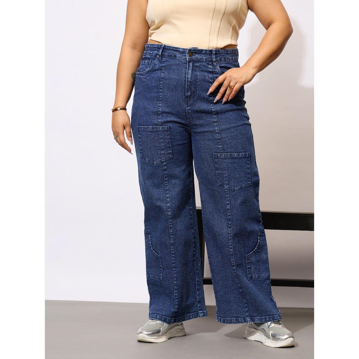 جينز بمقاس كبير وقصة مستقيمة مع جيوب ساسافراس × ستايلي-women-clothing-bottoms-jeans-image-2