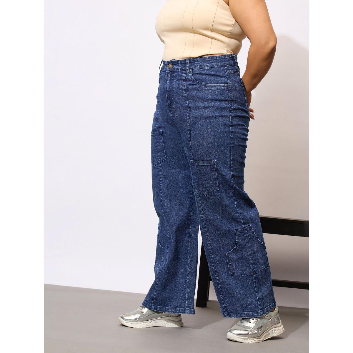 جينز بمقاس كبير وقصة مستقيمة مع جيوب ساسافراس × ستايلي-women-clothing-bottoms-jeans-image-3