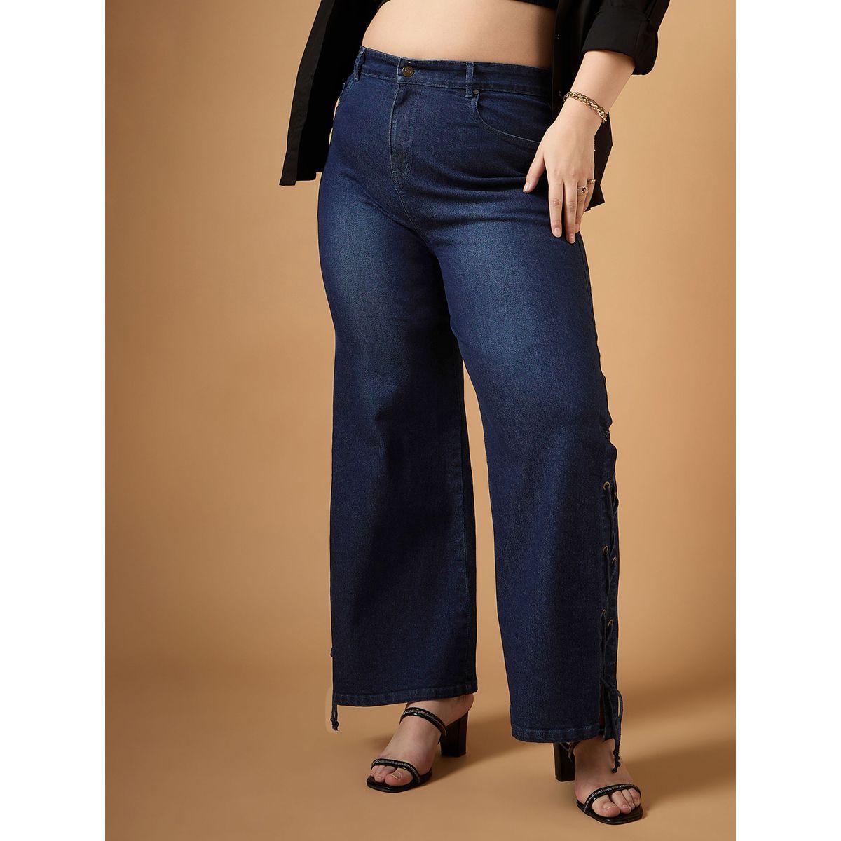 Sassafras X Styli  Plus Size Mid Rise Side Knot Straight Fit Jeans-women-clothing-bottoms-jeans-image-1