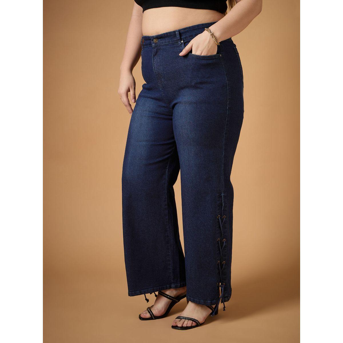 Sassafras X Styli  Plus Size Mid Rise Side Knot Straight Fit Jeans-women-clothing-bottoms-jeans-image-3