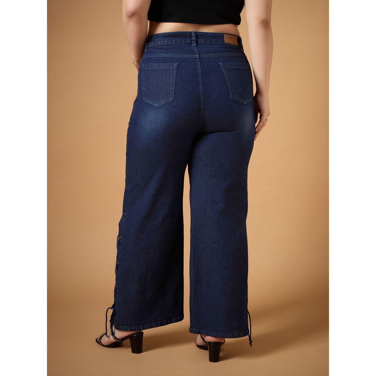 Sassafras X Styli  Plus Size Mid Rise Side Knot Straight Fit Jeans-women-clothing-bottoms-jeans-image-6