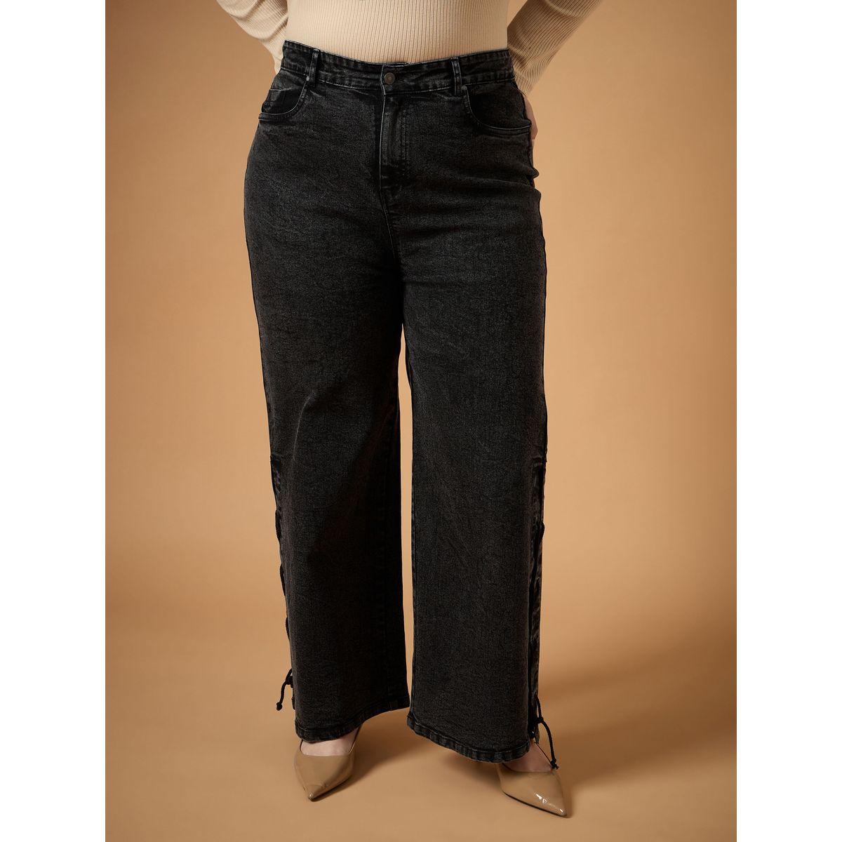 Sassafras X Styli  Plus Size Mid Rise Side Knot Straight Fit Jeans-women-clothing-bottoms-jeans-image-3