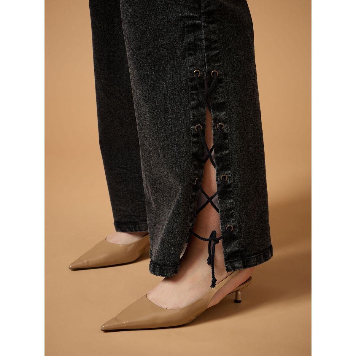 جينز بقصة مستقيمة ومقاس كبير مع خصر متوسط ساسافراس × ستايلي-women-clothing-bottoms-jeans-image-5