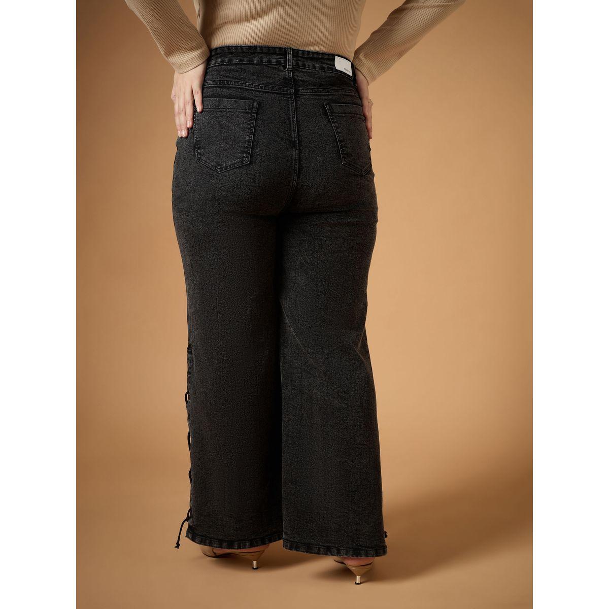 Sassafras X Styli  Plus Size Mid Rise Side Knot Straight Fit Jeans-women-clothing-bottoms-jeans-image-6