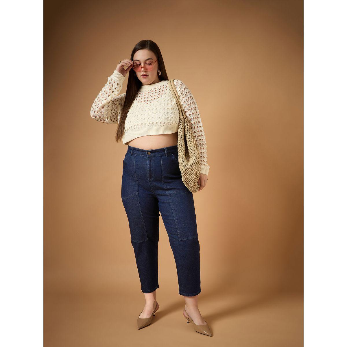 جينز بمقاس كبير وقصة بالون مع خصر متوسط ساسافراس × ستايلي-women-clothing-bottoms-jeans-image-2