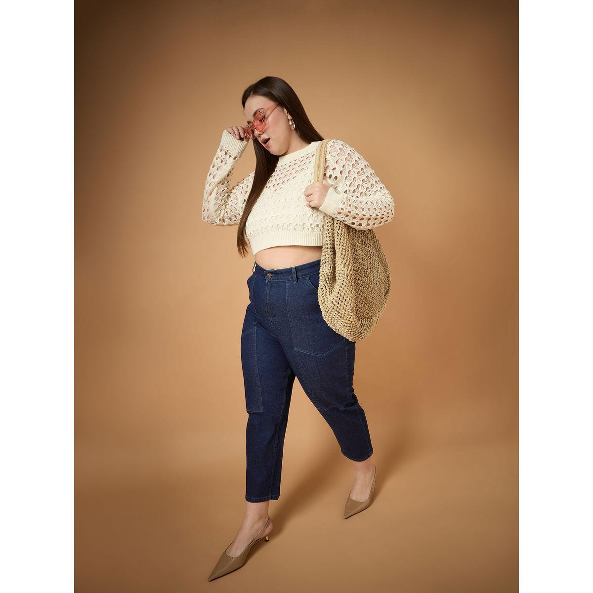 جينز بمقاس كبير وقصة بالون مع خصر متوسط ساسافراس × ستايلي-women-clothing-bottoms-jeans-image-6