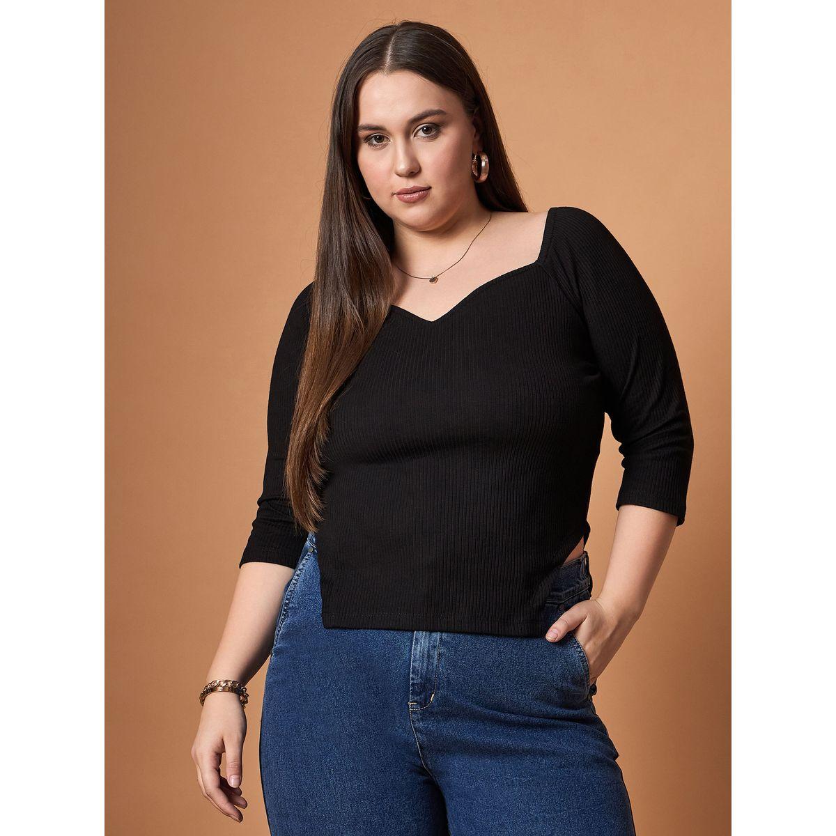 بلوزة بمقاس كبير وياقة على شكل قلب ساسافراس × ستايلي-women-clothing-tshirts-image-1
