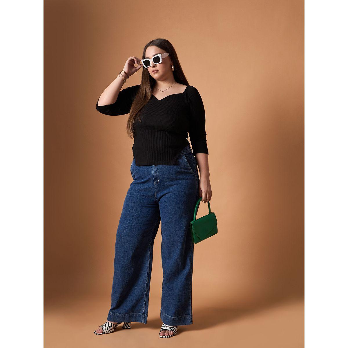 بلوزة بمقاس كبير وياقة على شكل قلب ساسافراس × ستايلي-women-clothing-tshirts-image-2