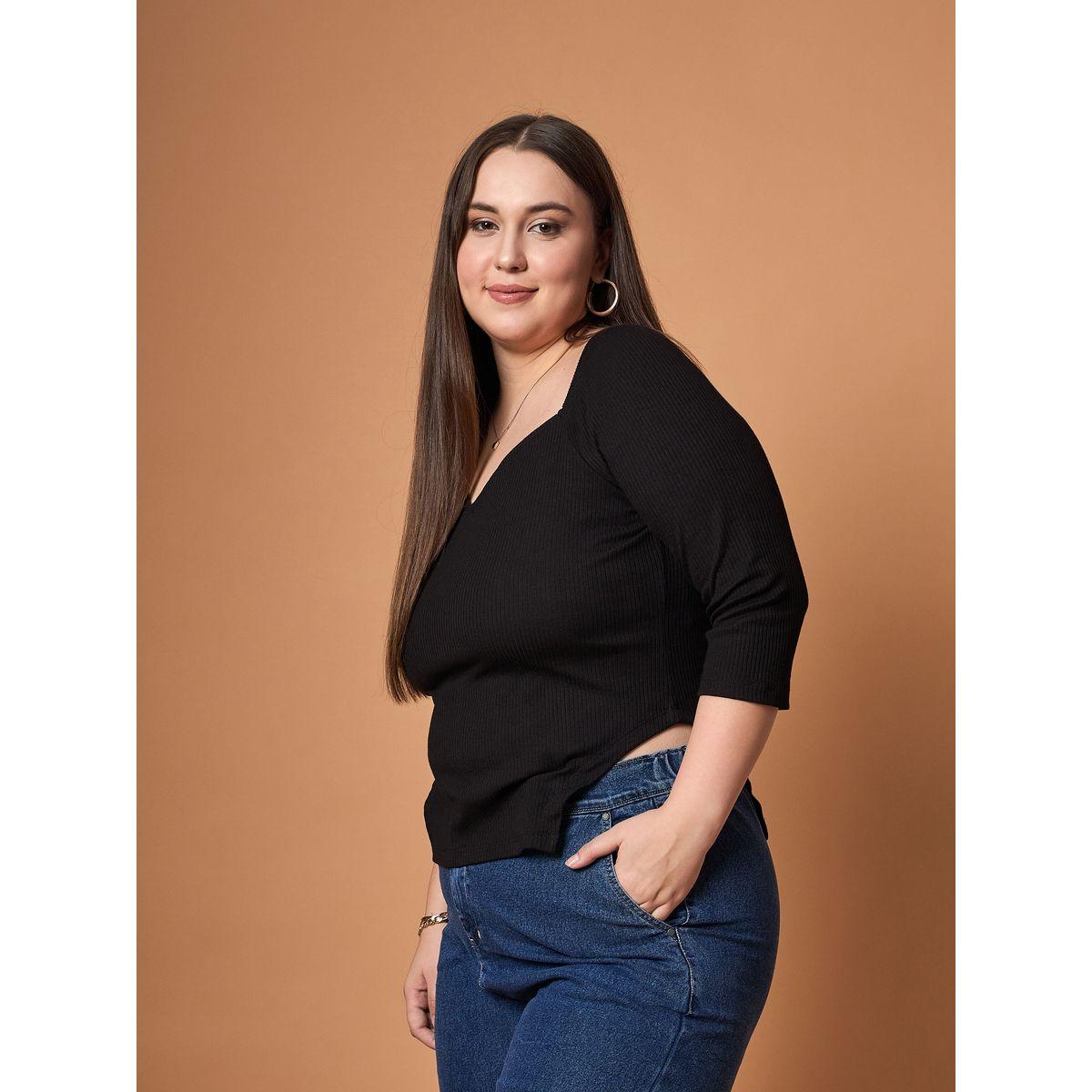 بلوزة بمقاس كبير وياقة على شكل قلب ساسافراس × ستايلي-women-clothing-tshirts-image-3