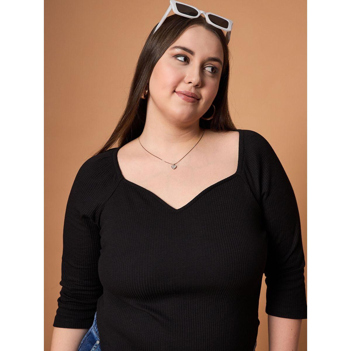 بلوزة بمقاس كبير وياقة على شكل قلب ساسافراس × ستايلي-women-clothing-tshirts-image-4