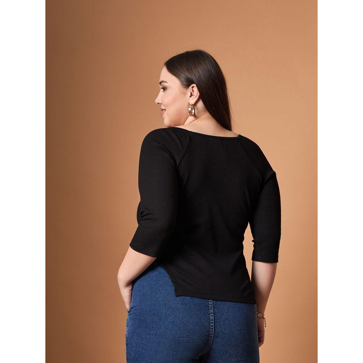 بلوزة بمقاس كبير وياقة على شكل قلب ساسافراس × ستايلي-women-clothing-tshirts-image-5