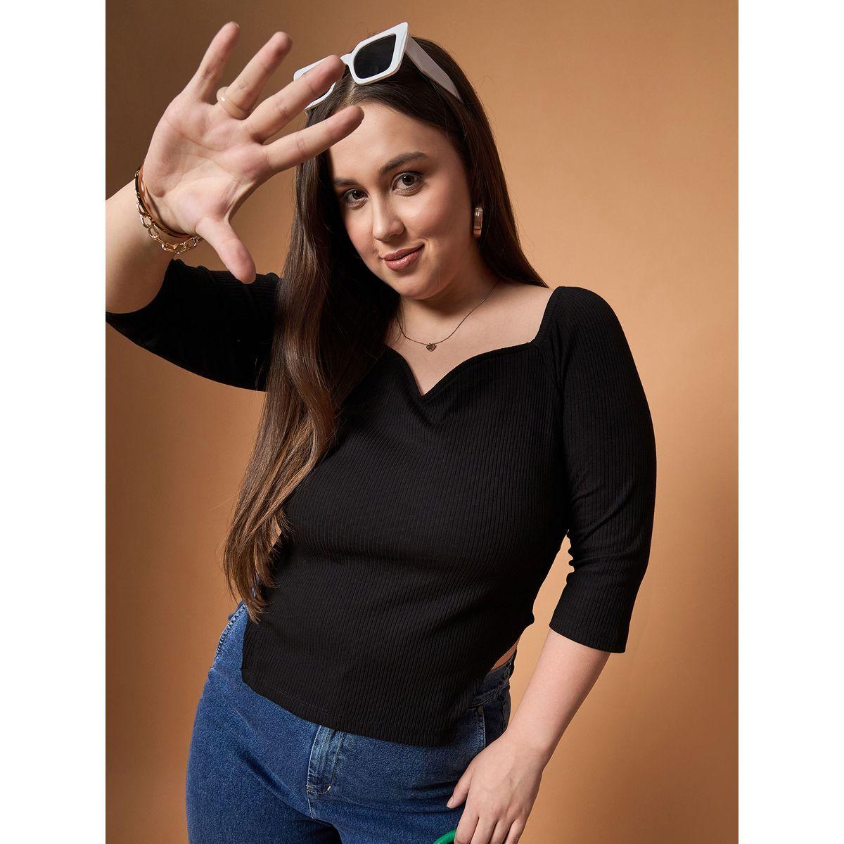 بلوزة بمقاس كبير وياقة على شكل قلب ساسافراس × ستايلي-women-clothing-tshirts-image-6
