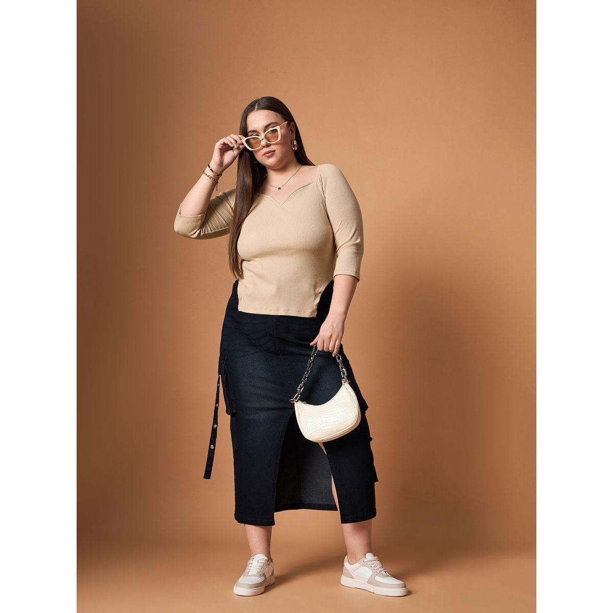 بلوزة بمقاس كبير وياقة على شكل قلب ساسافراس × ستايلي-women-clothing-tshirts-image-2
