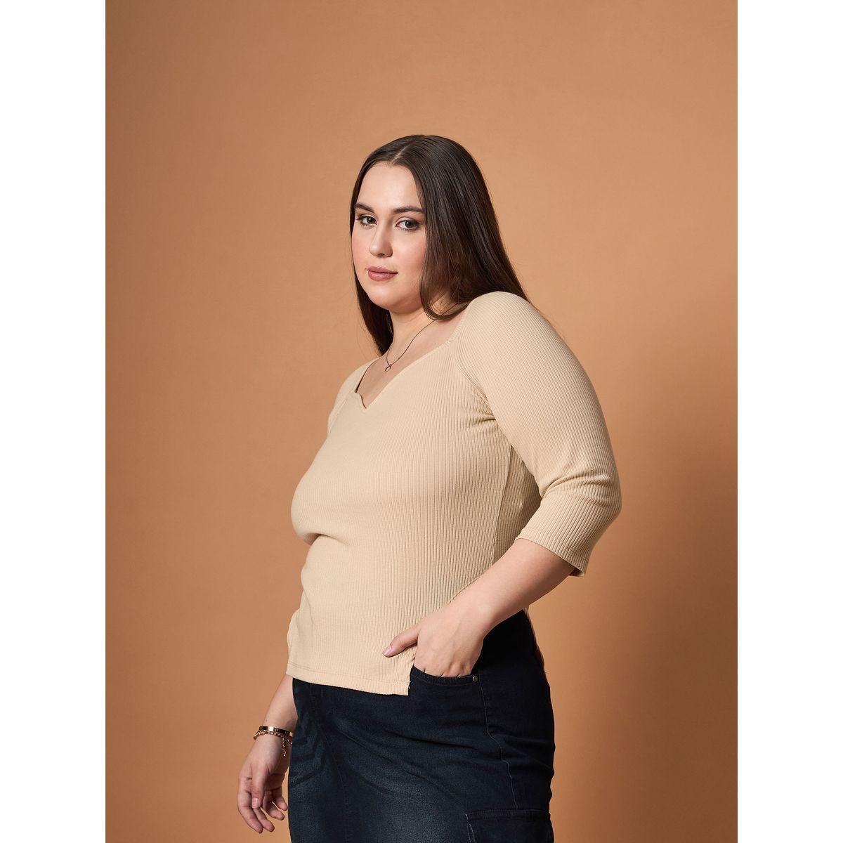 بلوزة بمقاس كبير وياقة على شكل قلب ساسافراس × ستايلي-women-clothing-tshirts-image-3