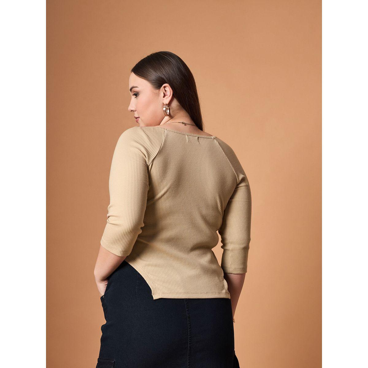 بلوزة بمقاس كبير وياقة على شكل قلب ساسافراس × ستايلي-women-clothing-tshirts-image-5