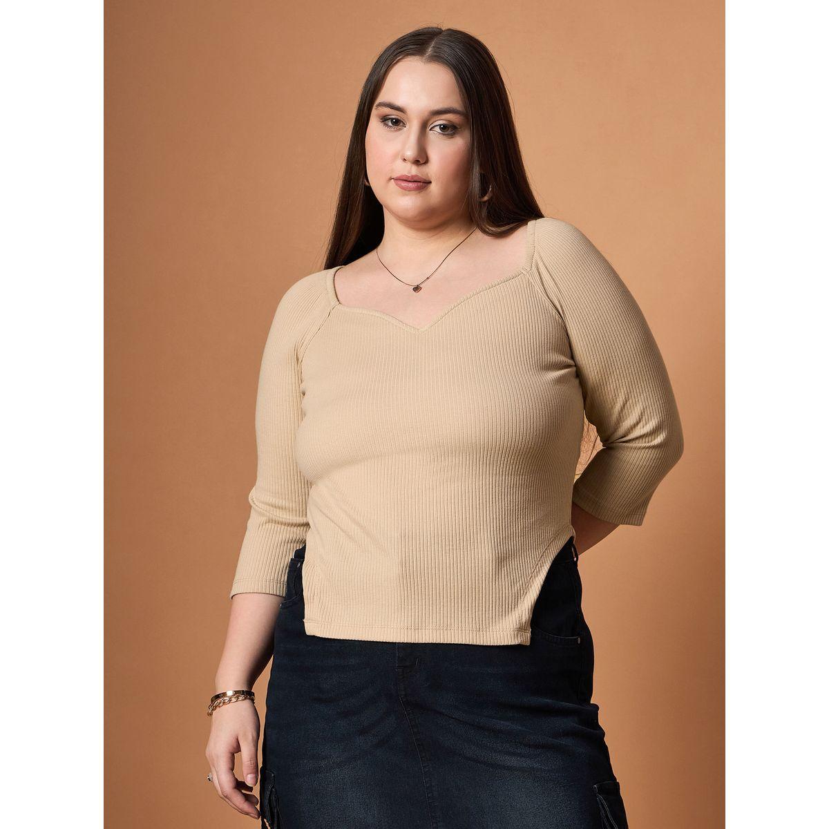 بلوزة بمقاس كبير وياقة على شكل قلب ساسافراس × ستايلي-women-clothing-tshirts-image-6