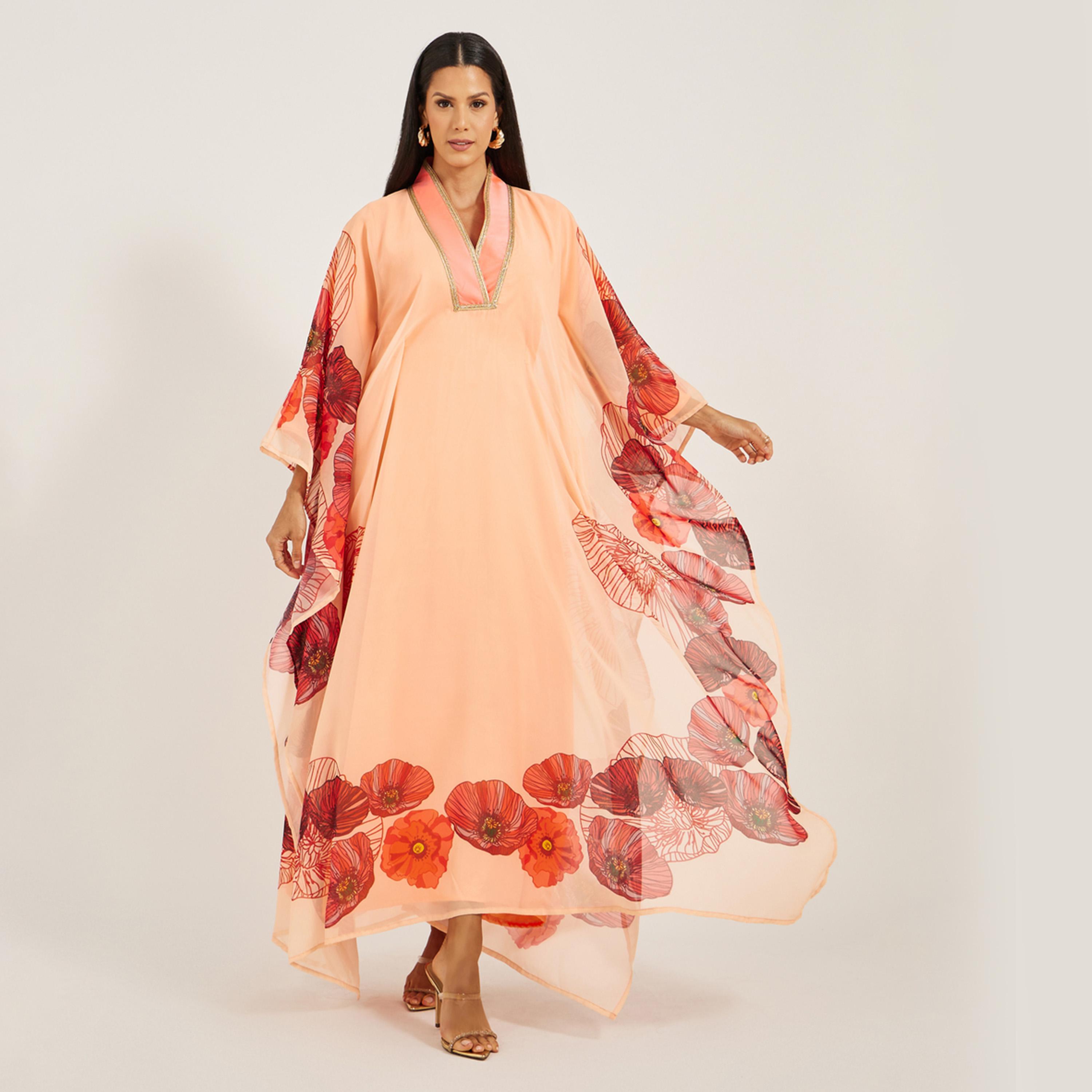 Maxim Creation X Styli PRINTED GEORGETTE FARASHA WITH HIGH COLLAR-women-arabicclothing-kaftan-image-1