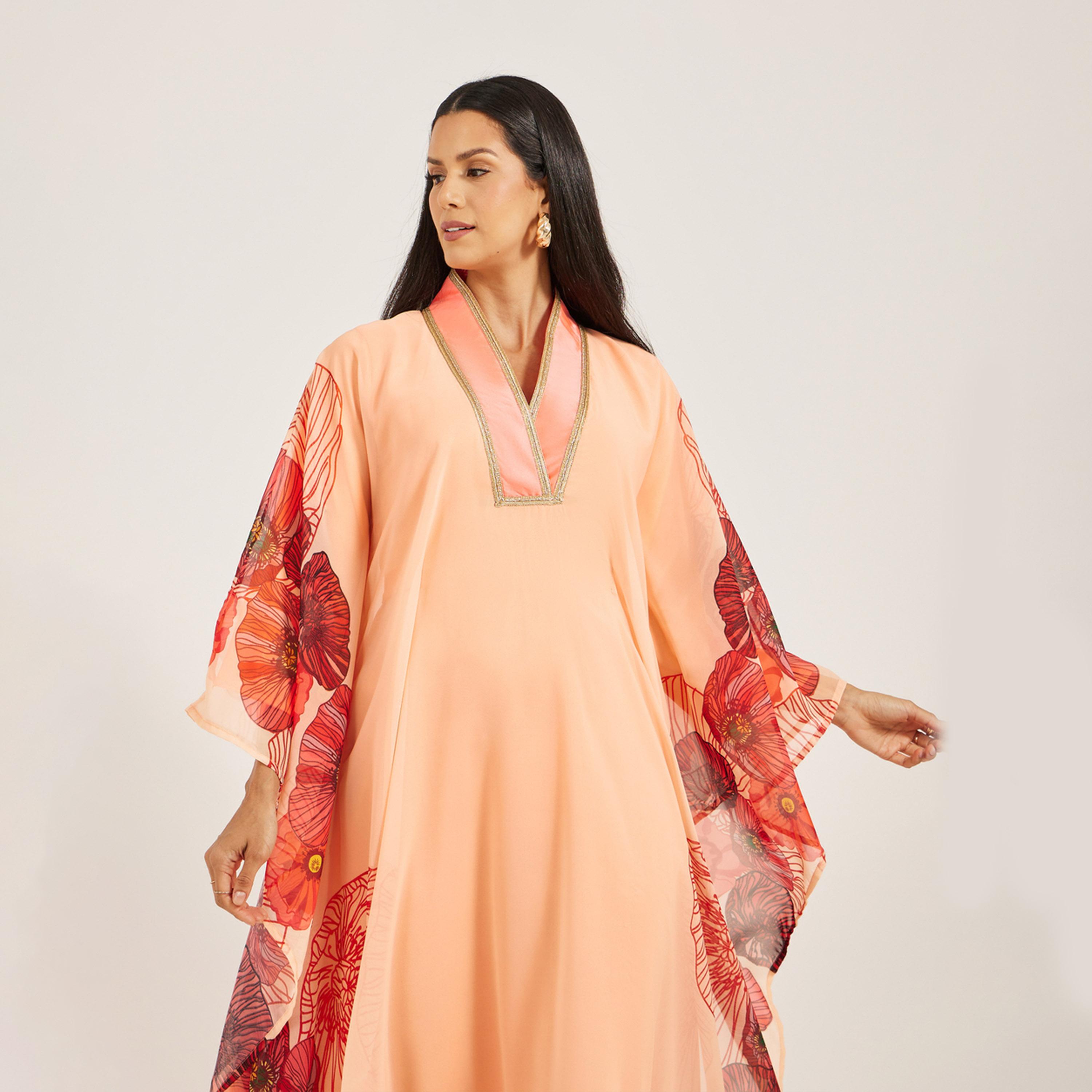 Maxim Creation X Styli PRINTED GEORGETTE FARASHA WITH HIGH COLLAR-women-arabicclothing-kaftan-image-3