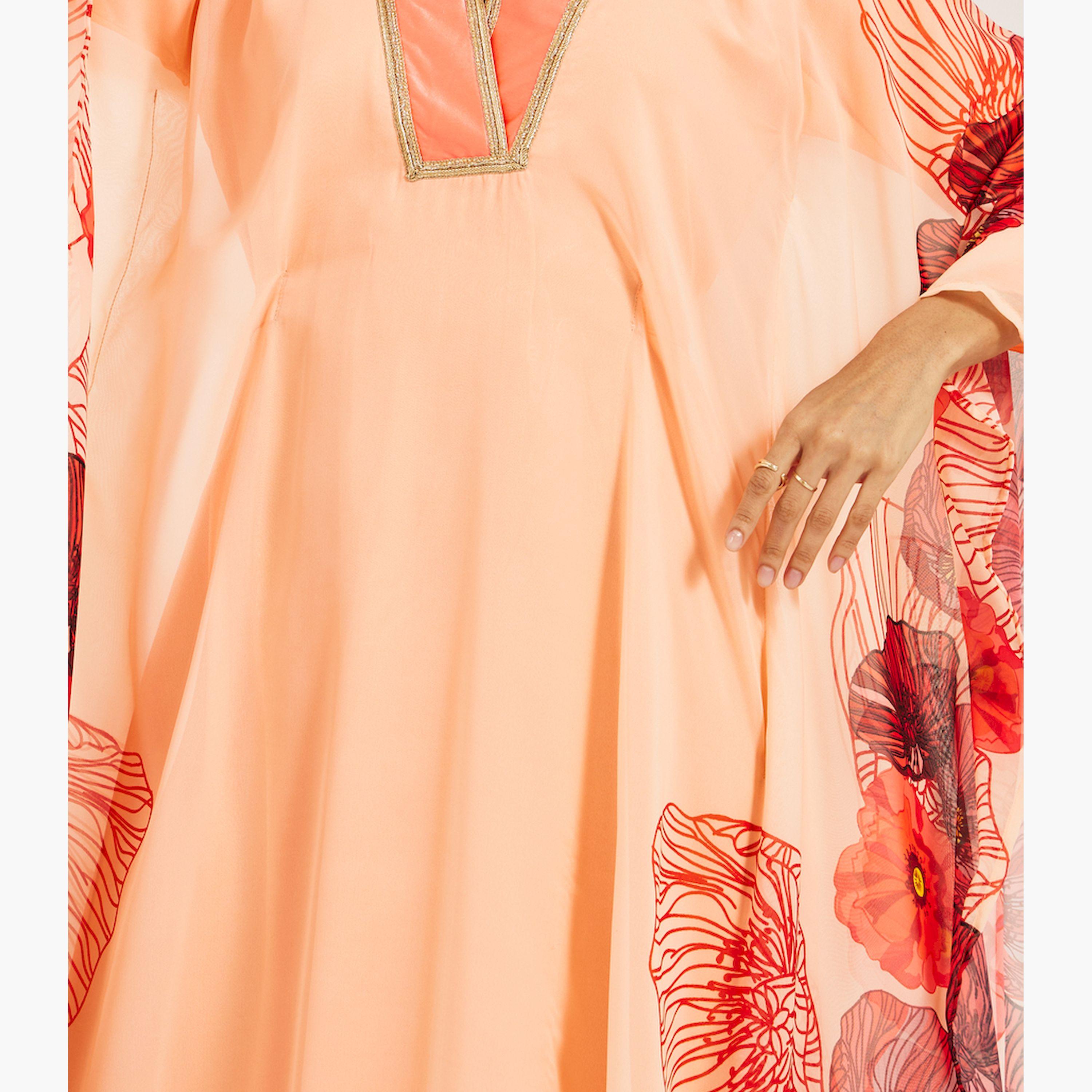 Maxim Creation X Styli PRINTED GEORGETTE FARASHA WITH HIGH COLLAR-women-arabicclothing-kaftan-image-4