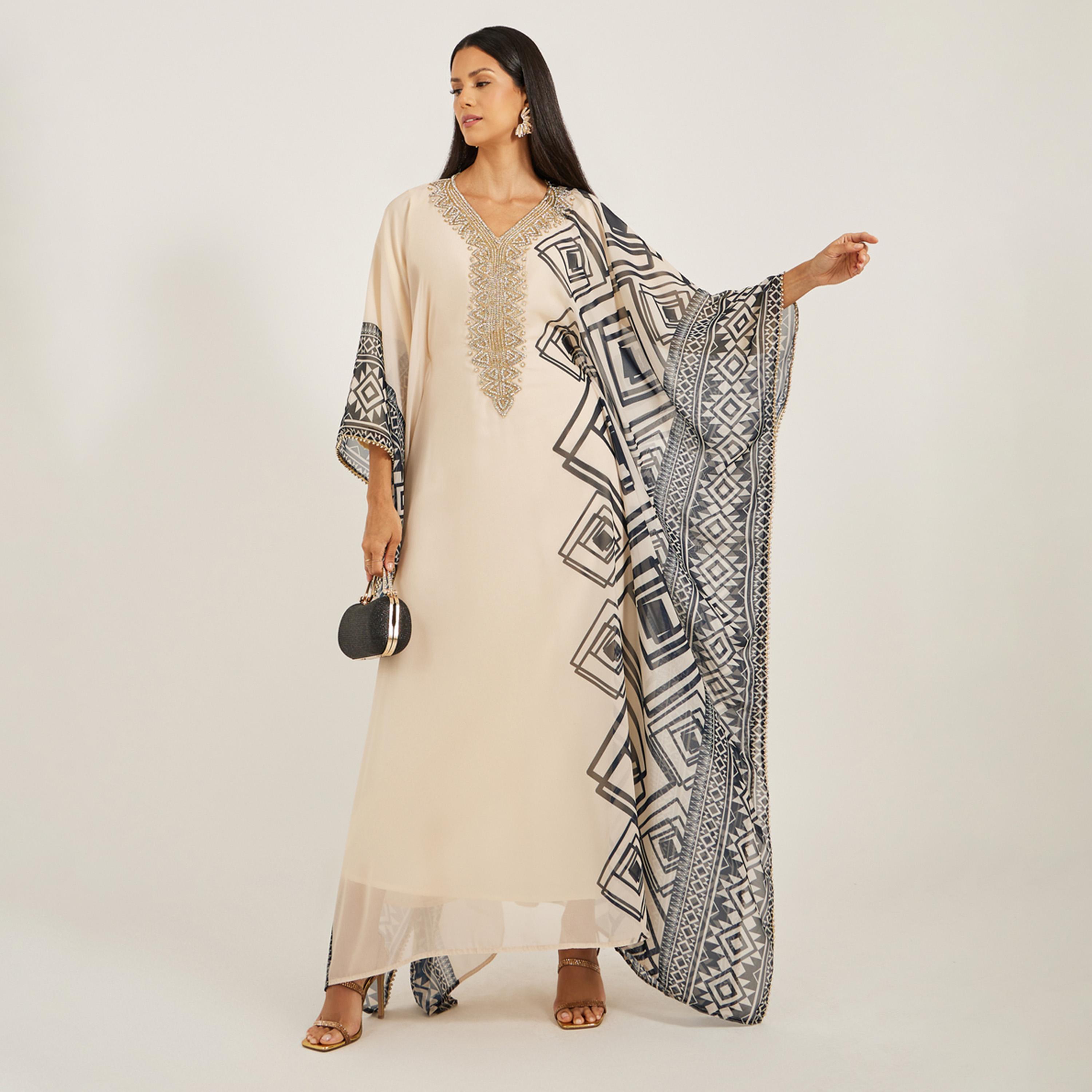 Maxim Creation X Styli Printed Georgette Kaftan With Handwork-women-arabicclothing-kaftan-image-1
