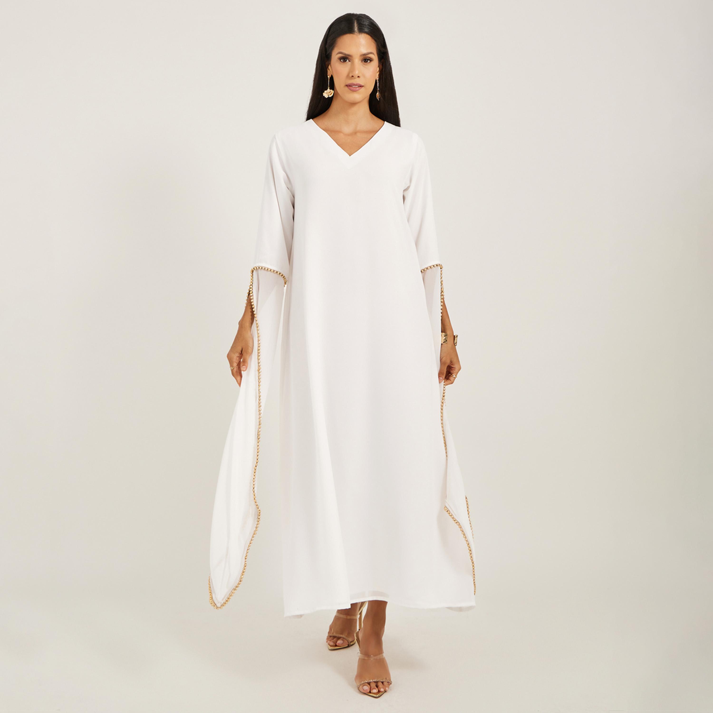 ماكسيم كرييشن × ستايلي - جاكيت براسو وبطانة من قماش جورجيت مع حزام-women-arabicclothing-kaftan-image-5