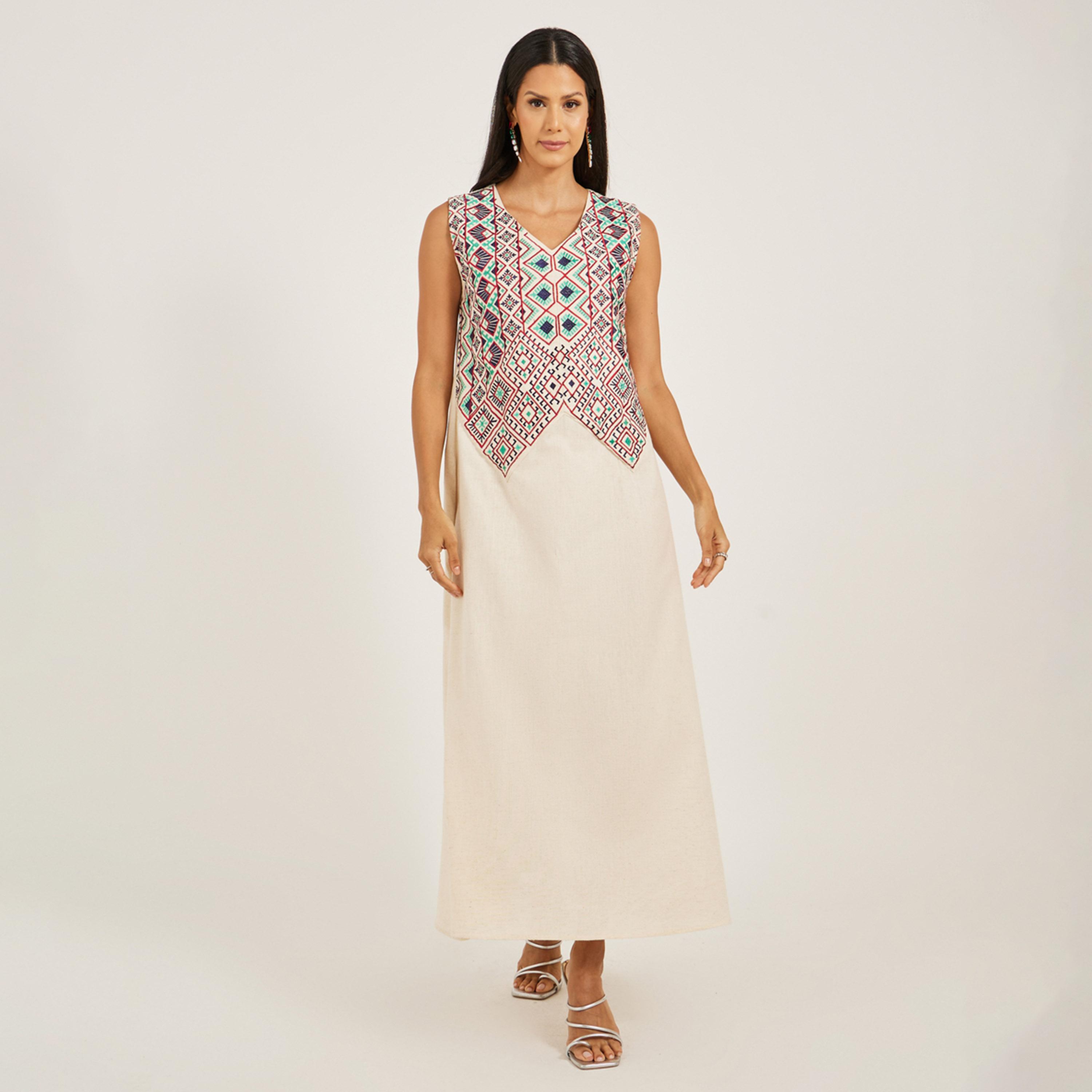 Maxim Creation X Styli Kaftan With Threadwork And Mirror-women-arabicclothing-kaftan-image-5
