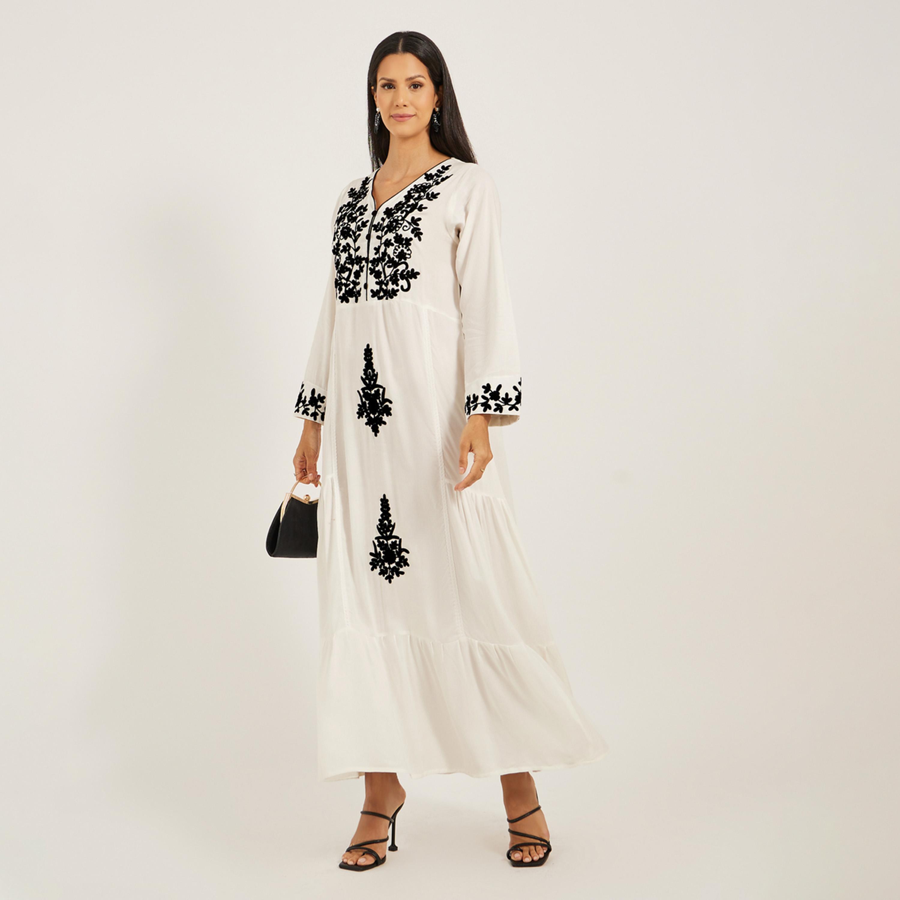 Maxim Creation X Styli White Rayon Kaftan With Doriwork-women-arabicclothing-kaftan-image-1